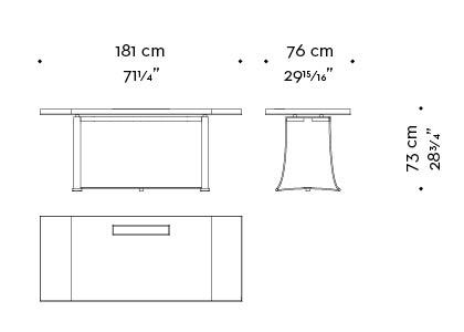Dimensions of Victor, a table with bronze structure from the Promemoria's catalogue | Promemoria