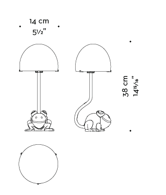 Dimensioni di Grenouille, lampada da tavolo e comodino a LED con paralume in vetro di Murano, del catalogo di Promemoria | Promemoria