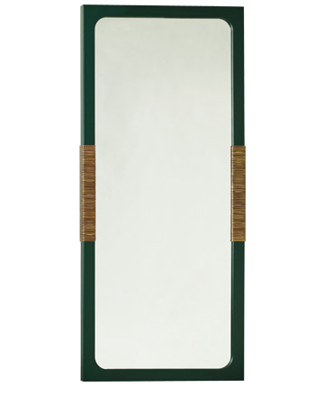 Belgrave è uno specchio rivestito in pelle con dettagli in bronzo che fa parte della collezione The London Collection di Promemoria | Promemoria