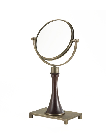 Geraldine is a wooden and bronze double tilting table mirror, from Promemoria's catalogue | Promemoria