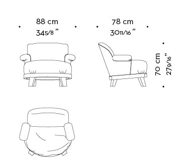 Dimensions of Gacy, a wooden armchair covered in fabric or leather, from Promemoria's catalogue | Promemoria