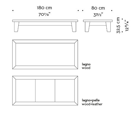 Dimensioni di Eduardo rettangolare, tavolo basso in legno, del catalogo di Promemoria | Promemoria