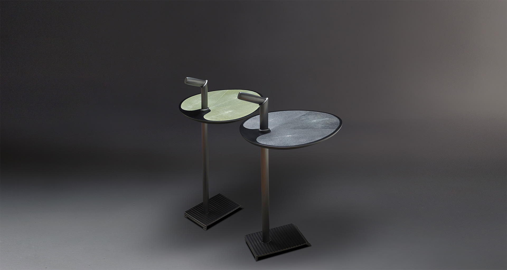 Bip Bip is a bronze small table with bronze, leather or galuchat, from Promemoria's catalogue | Promemoria