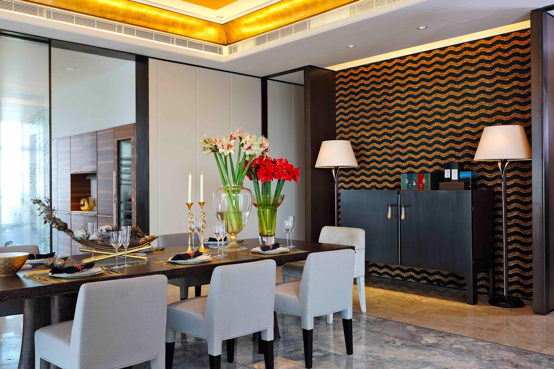 Dining room in a private residence in Beijing furnished with Promemoria | Promemoria
