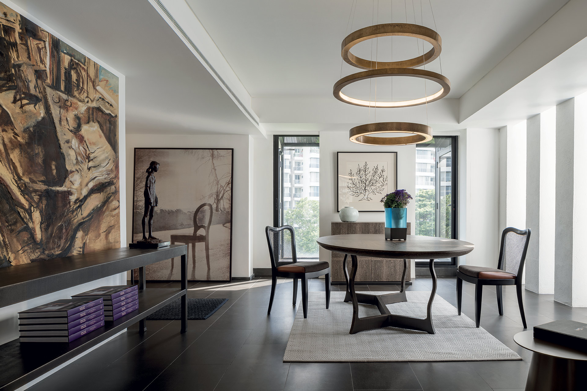Dining room in a showroom in Bangkok, Indonesia, furnished with Promemoria | Promemoria