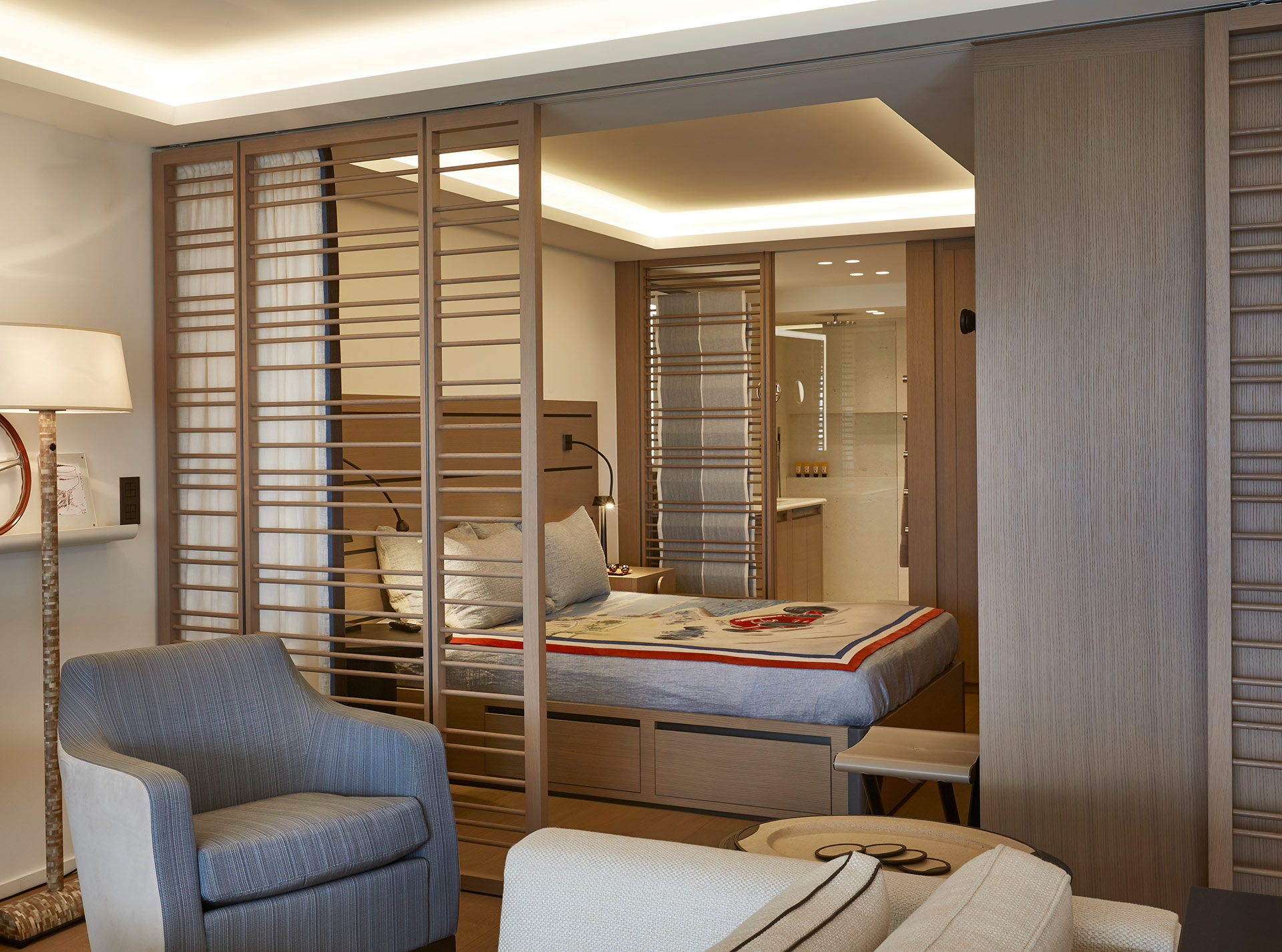Bedroom of a private residence in Montecarlo furnished with Promemoria | Promemoria
